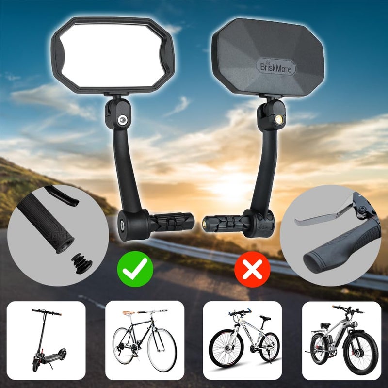 BriskMore Bar End Bike Mirrors  High-Definition Convex Glass Lens for E-Bike Handlebars  Scratch Resistant  Safe Rearview 1 Pair Bicycle Mirror BT-015(Right And Left Side) - Image 2